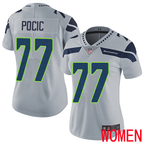 Seattle Seahawks Limited Grey Women Ethan Pocic Alternate Jersey NFL Football 77 Vapor Untouchable